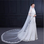 Two Layers Tulle Elegant Pretty Wholesale White Long Wedding Top Veil With Comb