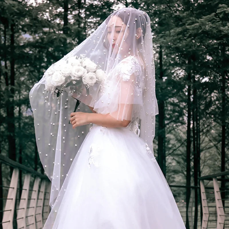 #V129 Wedding Bridal Pearl Veil