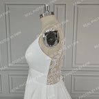 Real Photos Simple Spaghetti Straps V-neck A-line Chiffon Wedding Dress Beading Sequined Lace Backless Bride Gown for Women