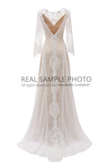 830#  Real Photos Bohomia Beach Sheath Appliques O-neck Sweep Train Wedding Dress for Engagement Bridal Gown Evening Dress