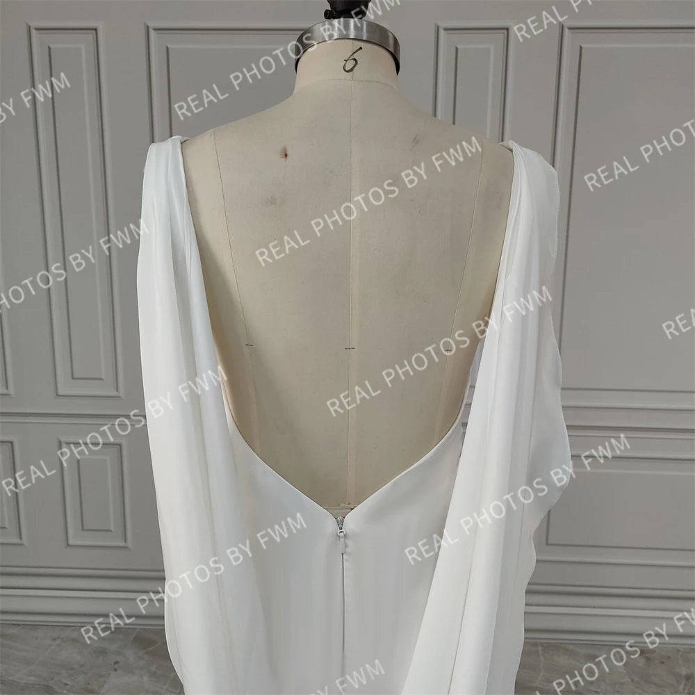 12844# Real Photos Square Collar Spaghetti Straps Satin Mermaid Wedding Dress Backless Bride Gown for Women evening dress
