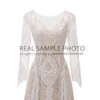830#  Real Photos Bohomia Beach Sheath Appliques O-neck Sweep Train Wedding Dress for Engagement Bridal Gown Evening Dress